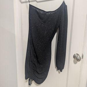 Windsor Black Sparkle One-Shoulder Mini Dress, EUC